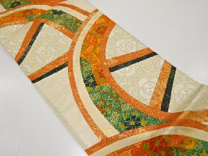 切りばめ　源氏車に花更紗模様織り出し　袋帯